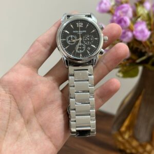 PatekPhilippe Silver & Black Dial Chronograph Working