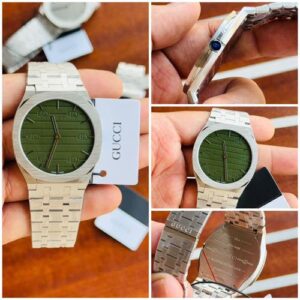 GUCCI SLIM GREEN SILVER QUARTZ