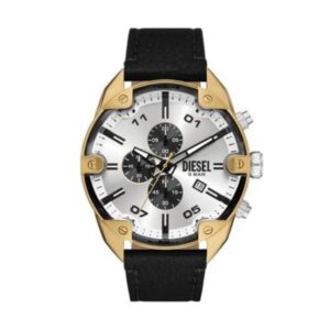 Diesel Black Spiked Chronograph Black Leather Watch